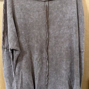 Zenana Waffle Knit Long Sleeve Top L/XL Oversized Cozy Lounge